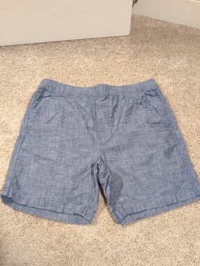 Men's Blue Flat Front Linen-Style Shorts
